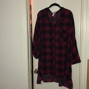 Polyester flannel print top!